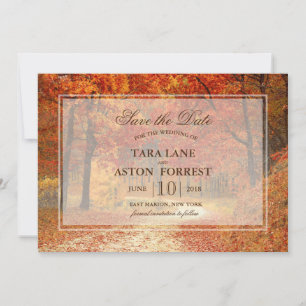 Herbstliche Baum-Rustikale Save-the-Date-Einladung Save The Date