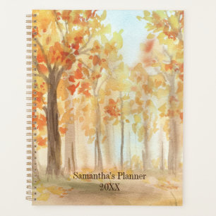 Herbstliche Bäume Orange Blätter Aquarell Planer