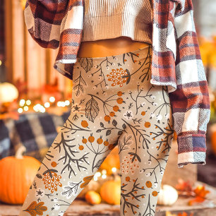Herbstliche Beeren Blätter und Zweige Muster Leggings
