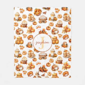 Herbstliche benutzerdefinierte Monogramm Name Flee Fleecedecke