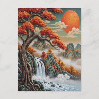 Herbstliche Berglandschaft mit Wasserfall Postkarte