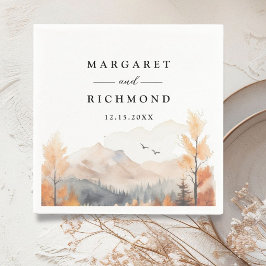 Herbstliche Bergseen-Rustikale Hochzeit Papier Ser Serviette