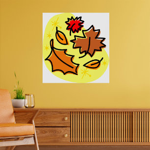Herbstliche Blätter fallen farbenfroh, saisonale K Poster