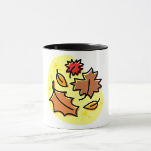 Herbstliche Blätter fallen farbenfroh, saisonale K Tasse