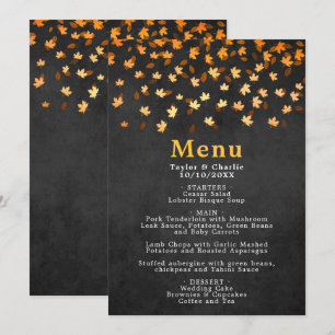 Herbstliche Blätter Gold und Black Wedding Menü Menükarte