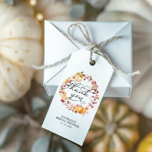 Herbstliche Blätter Kürbis Hochzeitsdusche Geschenkanhänger