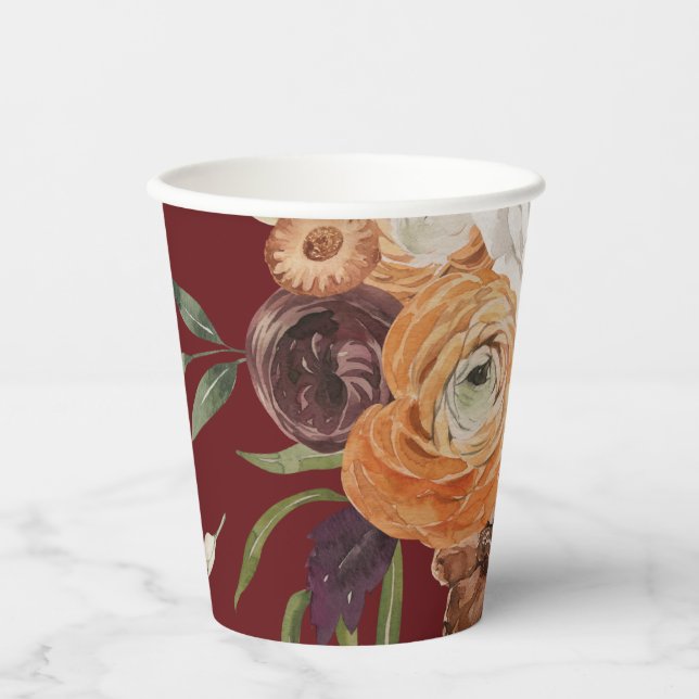 Herbstliche Blume Elegante Papiergruppen Pappbecher (Vorderseite)