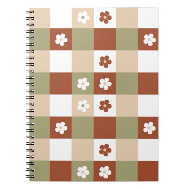 Herbstliche Blume Gingham Karo Pattern Notizblock (Vorderseite)