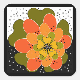Herbstliche Blume, Herbst, Blume, Veranschaulichun Quadratischer Aufkleber