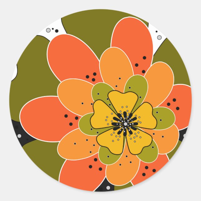 Herbstliche Blume, Herbst, Blume, Veranschaulichun Runder Aufkleber (Vorderseite)