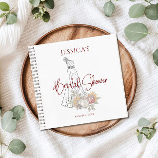 Herbstliche Blume Hochzeitskleid Brautparty Gast Notizbuch