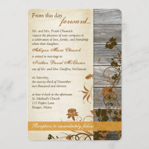 Herbstliche Blume, IMITATE Hochzeit von Holz und P Einladung
