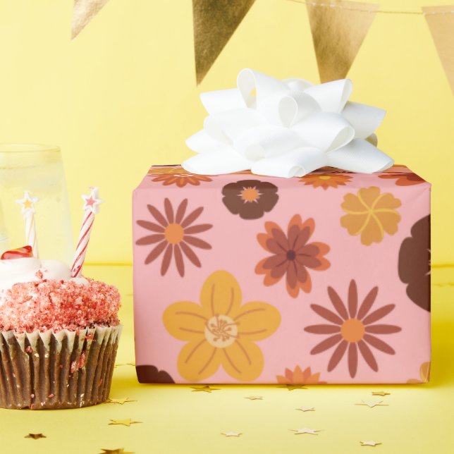 Herbstliche Blume nahtlose Pinky Fall Geburtstage Geschenkpapier (Geburtstagsparty)