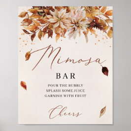 Herbstliche Blume Orange Marigold Mimosa Bar Sign Poster