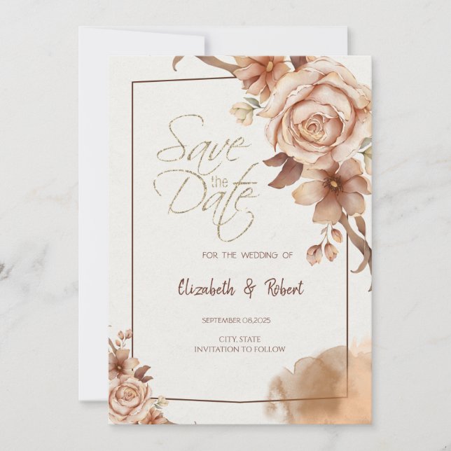 Herbstliche Blume Save the Date (Vorderseite)