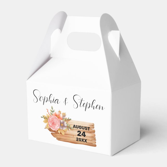 Herbstliche Blume und Holzsignatur Geschenkschachtel (Vorderseite)