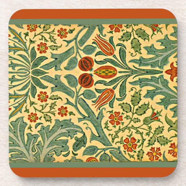 Herbstliche Blume, Vintage Blumenmuster Getränkeuntersetzer (Vorderseite)