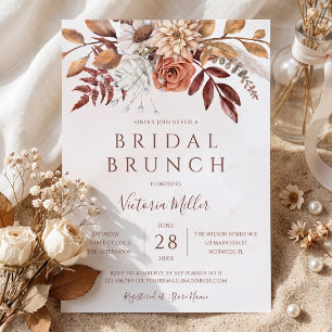 Herbstliche Blumen Boho Herbstlaub Brautbrunch Einladung