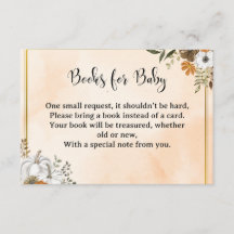 Herbstliche Blumen-„Bücher für Baby“-Karte – Pfirs