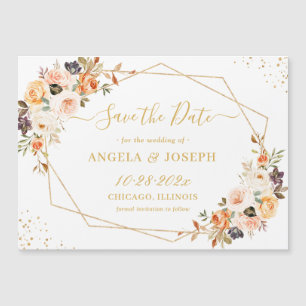 Herbstliche Blumen Gold Geometrisch Save-the-Date- Magnetkarte