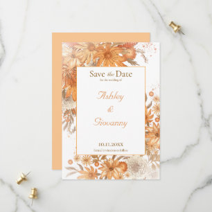 Herbstliche Blumen Hochzeit in Wasserfarben Rustik Save The Date