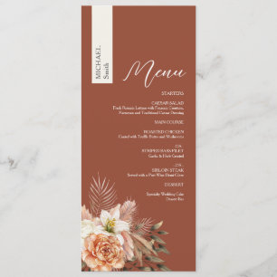 Herbstliche Blumen Hochzeit nach Maß Menükarte