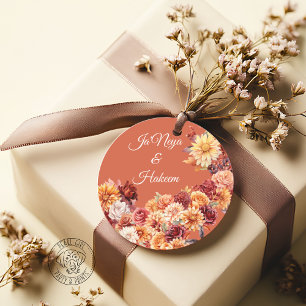 Herbstliche Blumen Hochzeit Runder Aufkleber