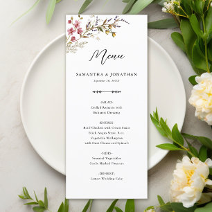 Herbstliche Blumen Hochzeitsempfang Menü Menükarte