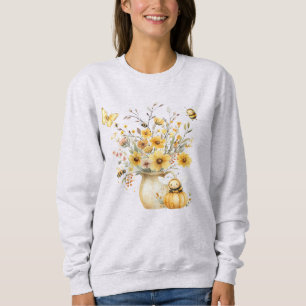 Herbstliche Blumenanordnung, Kürbis, Hummeln Sweatshirt