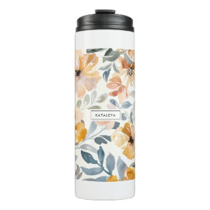 Herbstliche Blumenduftige Sanfte Pastellfarben Thermosbecher