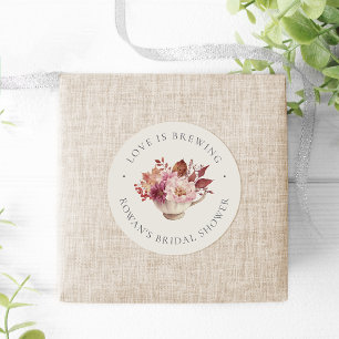 Herbstliche Blumengeschirr-Tasse Herbstliche Hochz Runder Aufkleber