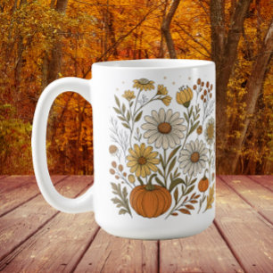 Herbstliche Blumengestaltung Kürbisse Wildblumen D Kaffeetasse