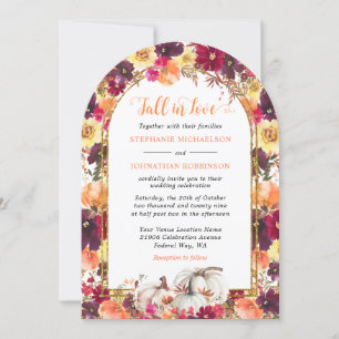 Herbstliche blumengoldene Hochzeit in der Liebe Einladung