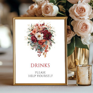 Herbstliche Blumengrün-Drink-Wedding 8x10-Schild Poster