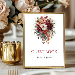 Herbstliche Blumengrüße Gästebuch Hochzeitsschild