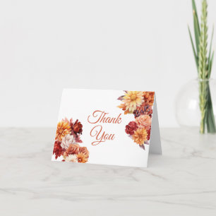 Herbstliche Blumenhochzeit Dankeskarte