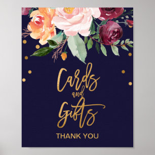 Herbstliche Blumenkarten und Geschenke‑Schild Poster