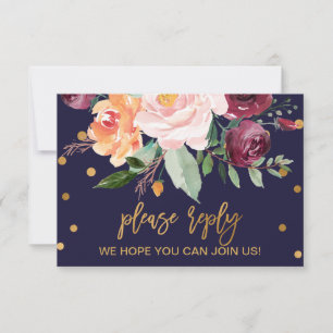 Herbstliche Blumenmenü-Wahl RSVP-Karte RSVP Karte
