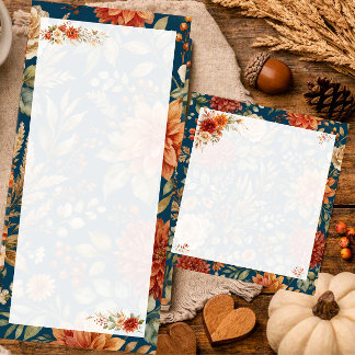 Herbstliche Blumenschreibmappe Notizblock