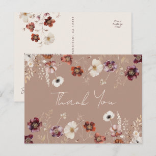 Herbstliche Blumenwiese Hochzeit Danke Postkarte