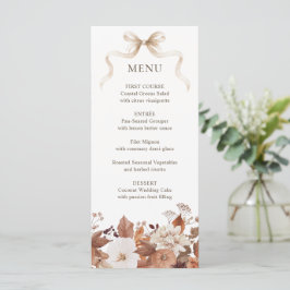Herbstliche Blumige Kürbis-Hochzeit Menükarte