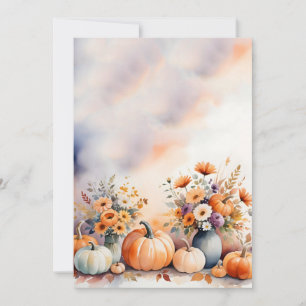 Herbstliche Blumige Kürbisse Hintergrund Einladung