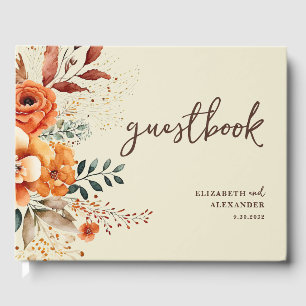 Herbstliche Blütenfarben Botanische Hochzeit Gästebuch
