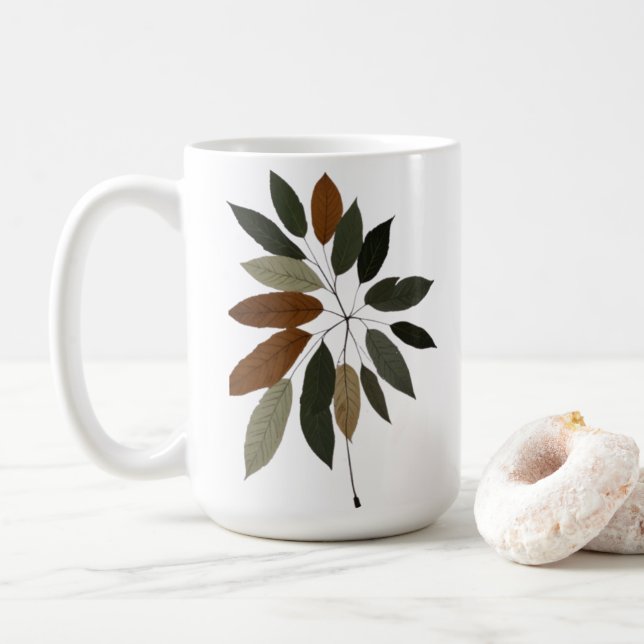 Herbstliche botanische Blattkunst  Kaffeetasse (Mit Donut)