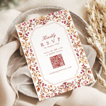 Herbstliche Botanische Florale QR-Code-Hochzeit