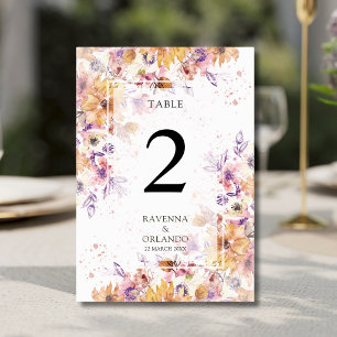 Herbstliche Botanische Gärten Romantische Hochzeit Tischnummer