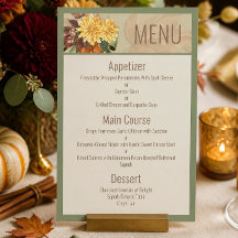 Herbstliche Botanische Hochzeit-Suite-Menükarte