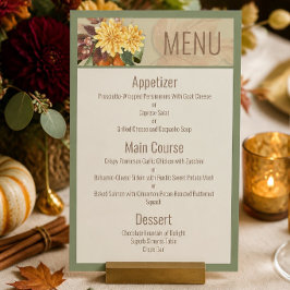 Herbstliche Botanische Hochzeit-Suite-Menükarte Menükarte