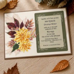 Herbstliche botanische Hochzeitseinladung Einladung