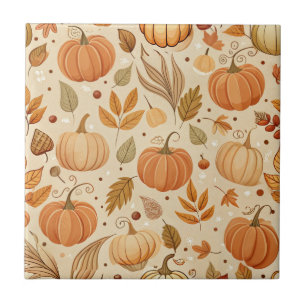 Herbstliche botanische Kürbisreben-Muster Fliese